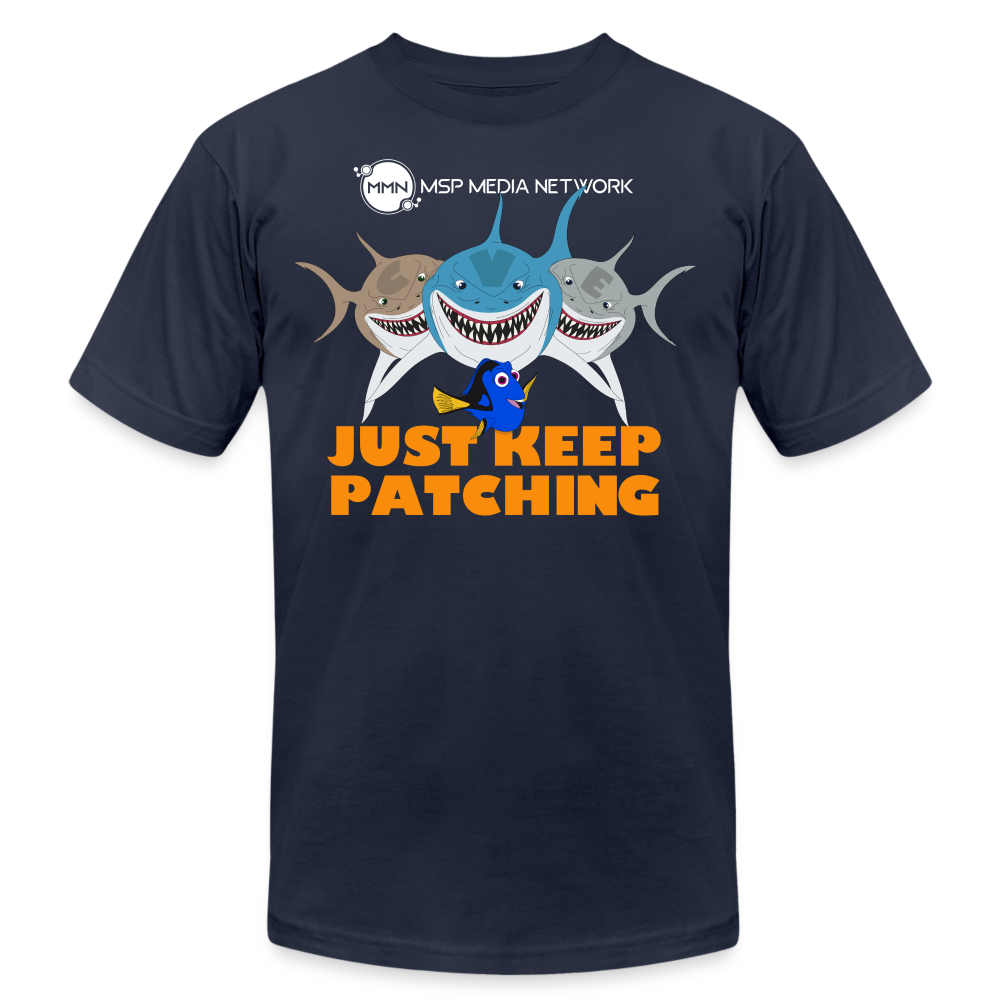 Unisex Just Keep Patching Tee - navy