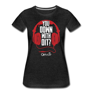 Down with OIT Women's Tee -  Black - charcoal gray