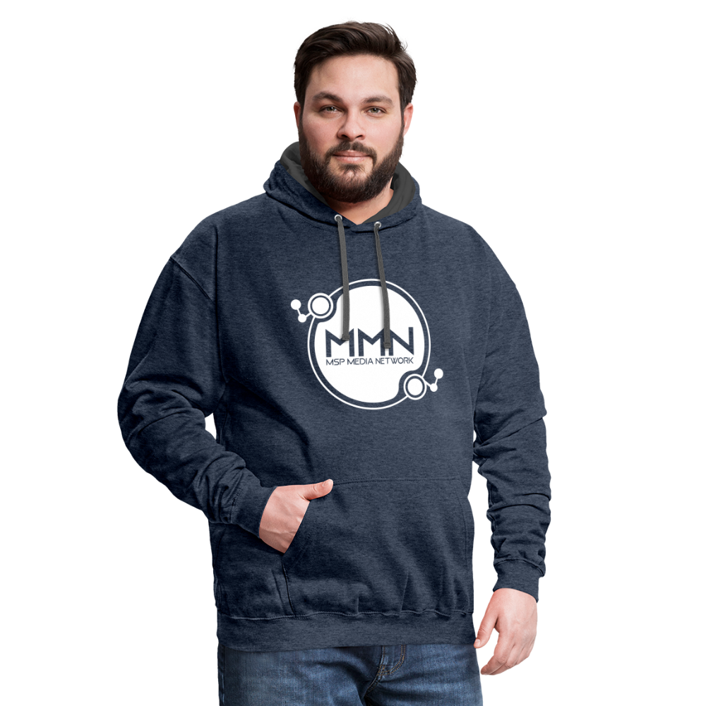 Blue/Grey MMN Logo Hoodie - Unisex - indigo heather/asphalt